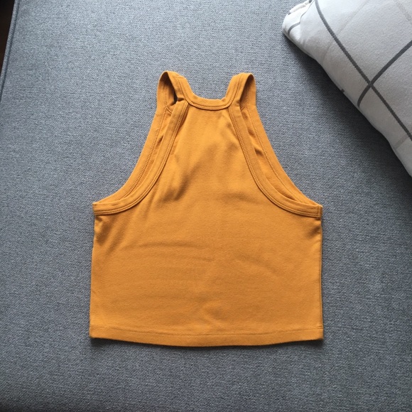 Set of Gray and Mustard Cropped Halter Tops - Picture 3 of 6